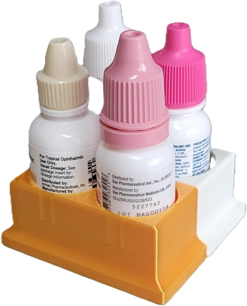 Znet3D Eye Drops Bottle Organizer & Tracker – AM/PM 4-Slot (White/Gold) - Image 4